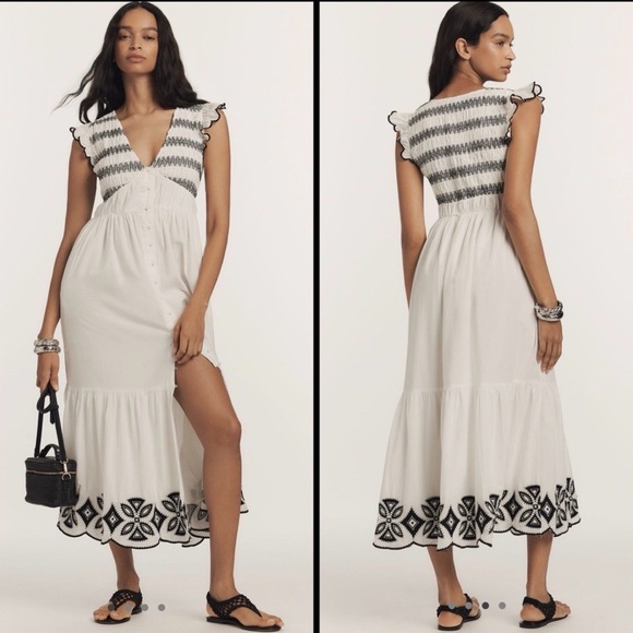 Anthropologie Dresses & Skirts - Anthropologie The Peregrine Midi Dress: Embroidered Smocked Edition Size M